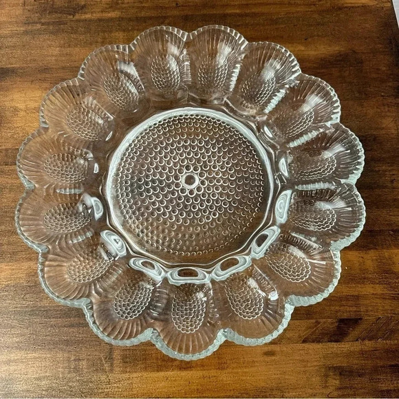 Vintage Clear Cut Glass Hobnail Deviled Egg or Relish Tray - Picture 2 of 5